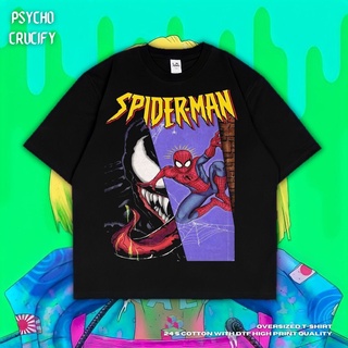 เสื้อยืด ขนาดใหญ่ พิมพ์ลาย Psycho Crucify Spirit Man | สีดํา | สีเทาเข้ม | เสื้อยืด พิมพ์ลายสไปเดอร์แมน | มาร์เวล | Pete