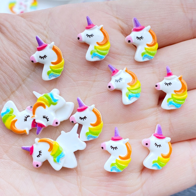 20PCS มินิการ์ตูน Unicorn Pony Series เล็บเรซิ่น Designer Charm DIY เล็บหัตถกรรม 3D เครื่องประดับตกแต่ง