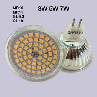 หลอดไฟสปอตไลท์ Led MR11 MR16 GU5.3 GU10 AC 220V AC DC 12V 3W 5W 7W ความสว่างสูง