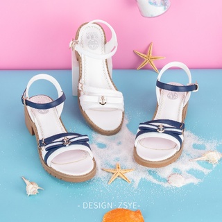 [Star Sail] Mist summer navy sandals with sweet anchor open toe white blue jsk023 butterfly รอยเท้าแตะ สไตร์ กะลาสี น่าร