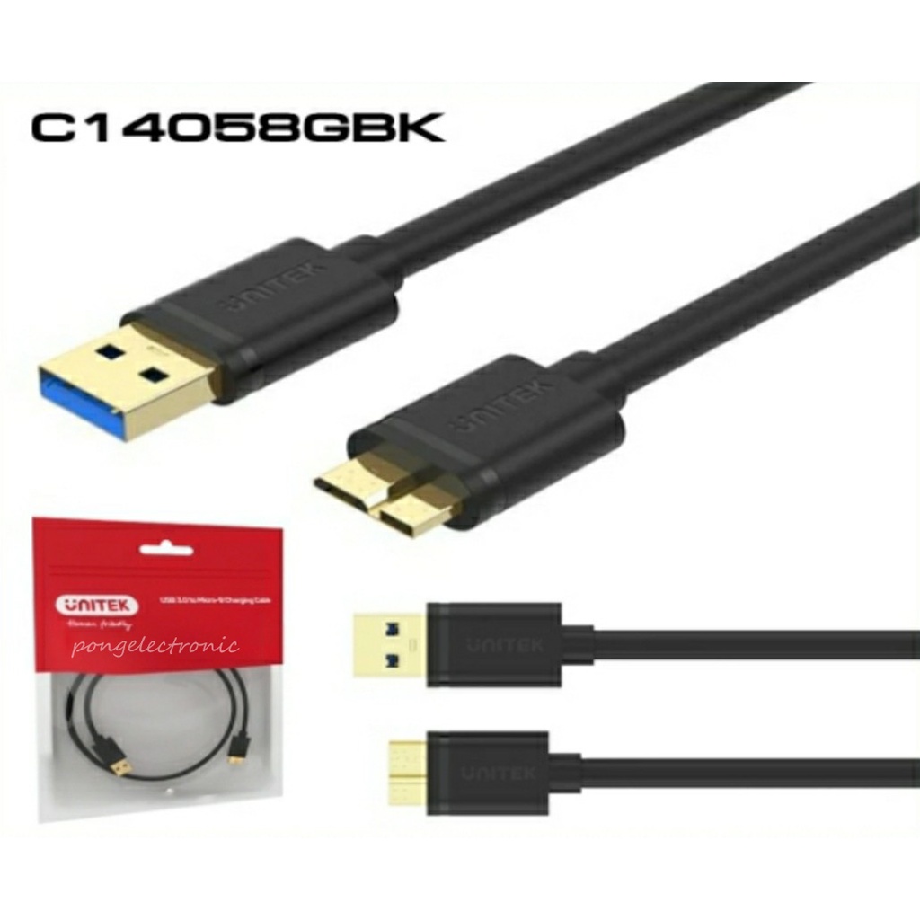 Unitek C14058GBK Cable USB 3.0 USB-A TO Micro-B ยาว 30cm.ใช้เชื่อมต่อHDD