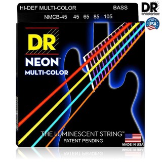 DR Strings NMCB-45 สายกีตาร์เบส 4 สาย แบบเคลือบ สีรุ้งเรืองแสง (Medium, 45/105) ** Made in U.S.A. **