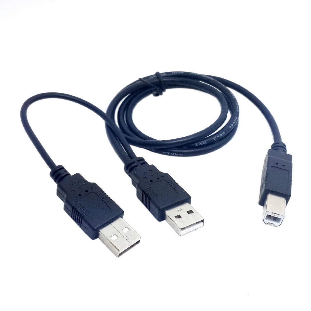 Dual USB 2.0 Male to Standard B Male Y Cable 80cm สําหรับเครื่องพิมพ์&Scanner