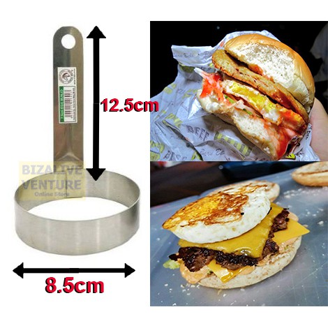 สแตนเลสแพนเค้กไข่แม่พิมพ์ 8.5 ซม.ไข่ Benjo Burger Benjo Burger ไข่ Benjo maker Acuan Telur Benjo