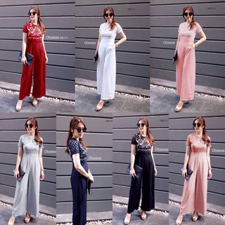 👗Pfashion [ส่งไว!!🚛] P1882 จั้มสูทขายาว กางเกงทรงขากระบอกใหญ่ Long jumpsuit, wide leg pants