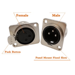 ปลั๊กแจ็คเชื่อมต่อสายสัญญาณเสียง XLR XLR 3PIN ตัวผู้ ตัวเมีย PCB 3PIN 2 ชิ้น