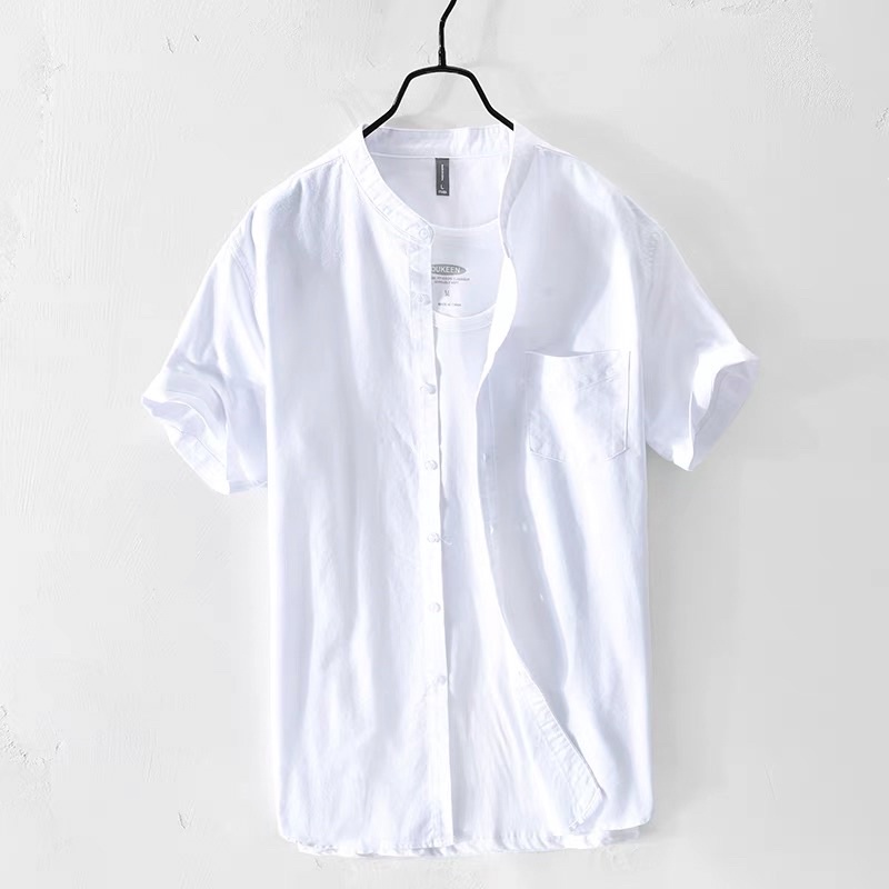 เสื้อเชิ้ตคอจีน เสื้อคอจีน/แขนสั้น M/L/XL ผ้า OXFORD - SHIRT  เสื้อเชิ้ตผู้ชาย คอจีน แขนสั้น - รูปที่ 3