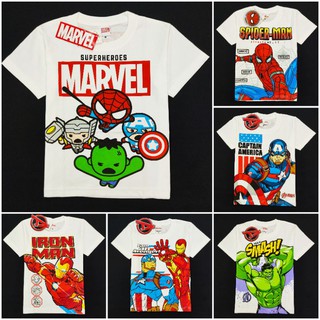 เสื้อยืดเด็ก Marvel สไปเดอร์แมน กัปตันอเมริกา ฮัค ไอร่อนแมน (ลิขสิทธิ์)