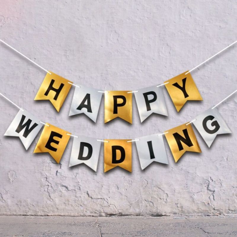 🇹🇭ธง Happywedding​สีทอง-เงิน ธงสุขสันต์วันแต่งงาน ใช้ประดับงานแต่ง |  Shopee Thailand