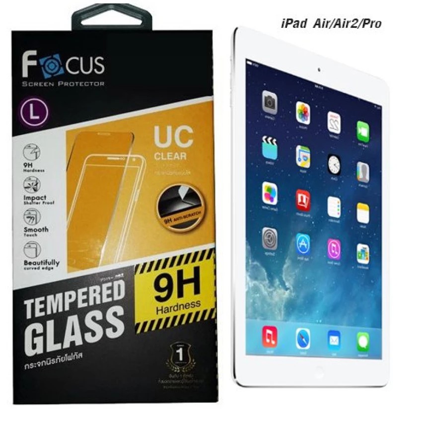 FOCUS ฟิล์มกระจกนิรภัยโฟกัส iPad Air 1,2 ,Air pro9.7,ipad2017,ipad2018 , new ipad 2018 (TEMPERED GLA