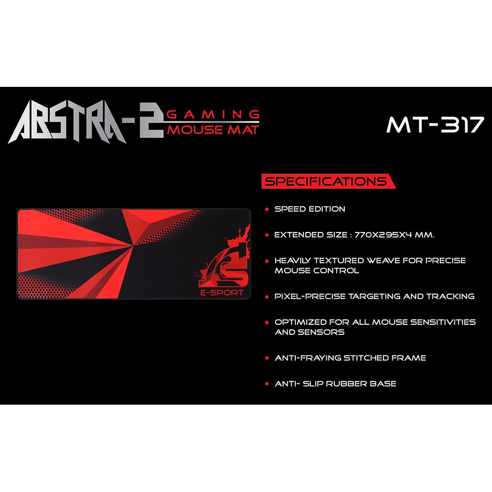 SIGNO แผ่นรองเมาส์ MT-317 E-Sport ABSTRA Gaming Mouse Mat