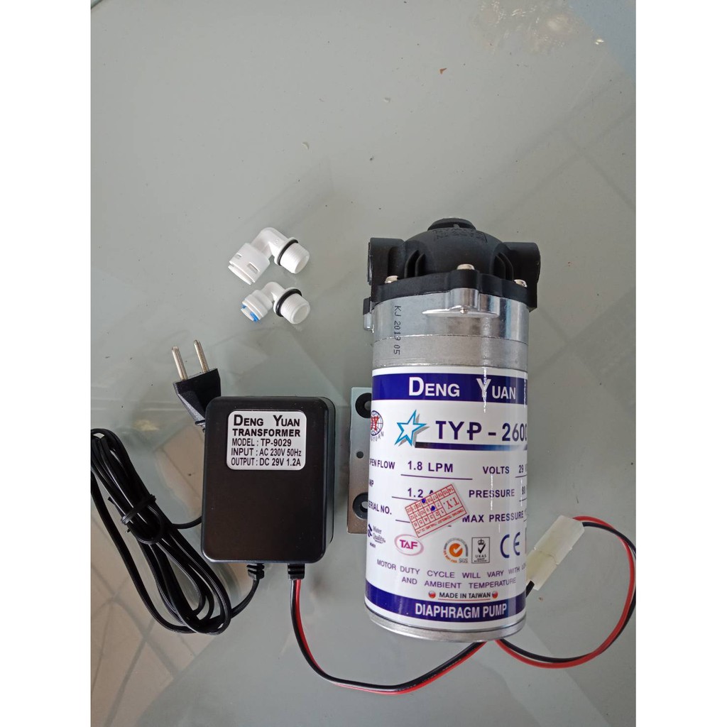 ปั๊มอัดแรงดัน RO DIAPHRAGM PUMP DENG YUAN TYP-2600 (150 GPD)ปั๊มผลิต/อัด เมมเบรน RO 150 G พร้อมอะแด๊