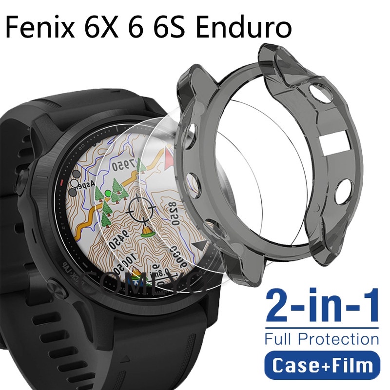 สําหรับ Garmin Fenix 6X Pro Solar 6 6S Enduro กรณีกรอบป้องกัน TPU ฝาครอบกันชนแก้วป้องกันหน้าจอฟิล์ม