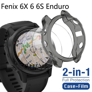 Garmin Fenix 6X Pro Solar 6 6S Enduro เคสป้องกัน กรอบ TPU กันชน ฝาครอบกระจก ฟิล์มกันรอยหน้าจอ