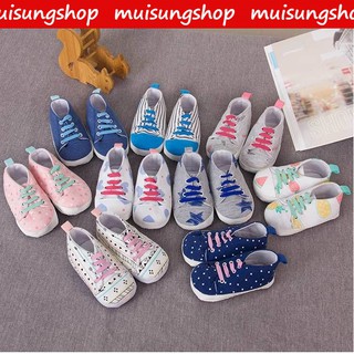 MUISUNGSHOP  ถุงเท้าเด็กหัดเดิน รองเท้าเด็ก รองเท้าพื้นนุ่ม ทรง Sneakers สำหรับเด็ก มีกันลื่น