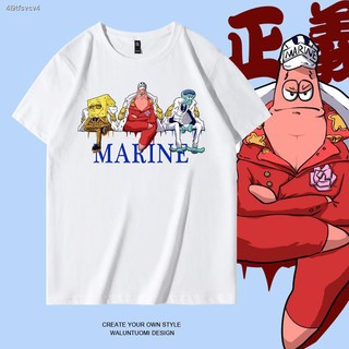 เสื้อยืดที่คุณต้องการAnime T-shirtเสื้อยืดอนิเมะ☽▧SpongeBob SquarePants One Piece Co-branded T-Shirt Three Generals แขนส