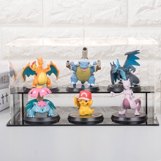 ตัวละครการ์ตูน Pokemon Pikachu Charizard Mewtwo Blastoise Venusaur Dracaufeu คริสต์มาสของขวัญ 6 ของเล่นเด็ก