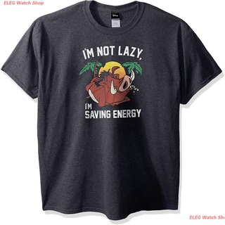 เสื้อยืดกีฬา Disney Mens Lion King Pumba Not Lazy Saving Energy Graphic T-Shirt Popular T-shirts