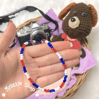 Littlejewelry สร้อยลูกปัด สร้อยคอลูกปัด สีพาสเทล ลายธงชาติ ฮิตติดกระแส สร้อยคอผู้หญิง สร้อยคองานแฮนเมด สีสันสวยงาม