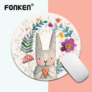 FONKEN แผ่นรองเมาส์ทรงกลมลายการ์ตูนน่ารักเส้นผ่าศูนย์กลาง 20 ซมสําหรับคอมพิวเตอร์แล็ปท็อป