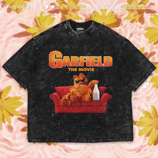 เสื้อยืดผ้าฝ้ายพิมพ์ลายขายดี เสื้อยืด ลาย Garfield OVERSIZE | เสื้อยืด พิมพ์ลายซักผ้า | เสื้อยืด ขนาดใหญ่ | เสื้อยืดซักไ