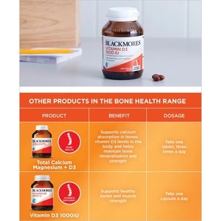 Blackmores Vitamin D3 1000iu 60เม็ด / 200เม็ด วิตามินดี3 Bone Health Immunity สนับสนุนภูมิคุ้มกัน และกระดูก แท้ออสตรเลีย