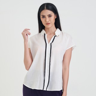 Guy Laroche BUSINESS SHIRT เสื้อเชิ้ต กีลาโรซ แขนสั้น แต่งกุ๊นด้านหน้า (GL4MWH)