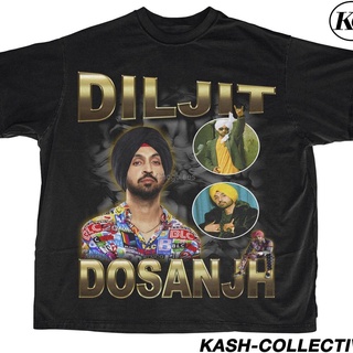 ผ้าฝ้ายคอกลมDiljit Dosanjh เสื้อยืด ลายนักร้องปุนจาบ สไตล์อินเดียวินเทจfrom S-4XL