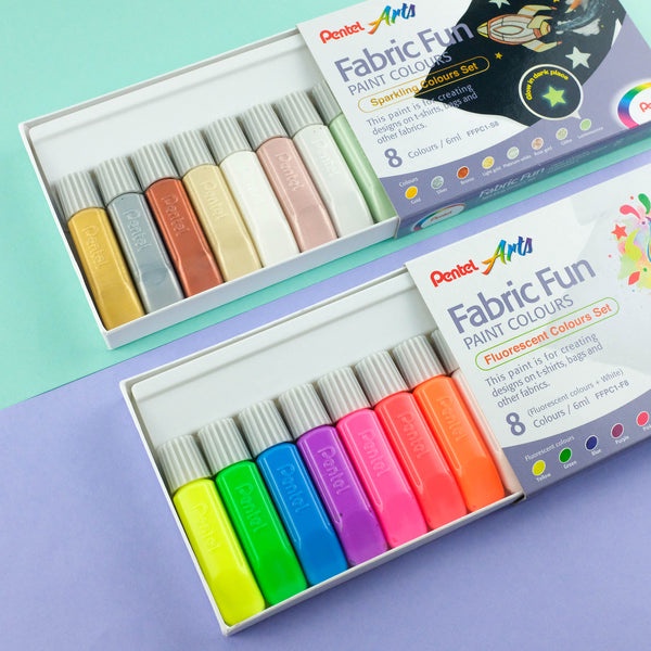 สีเพ้นท์ผ้า Pentel Fabric Fun Paint Colours: Sparkling & Fluorescent