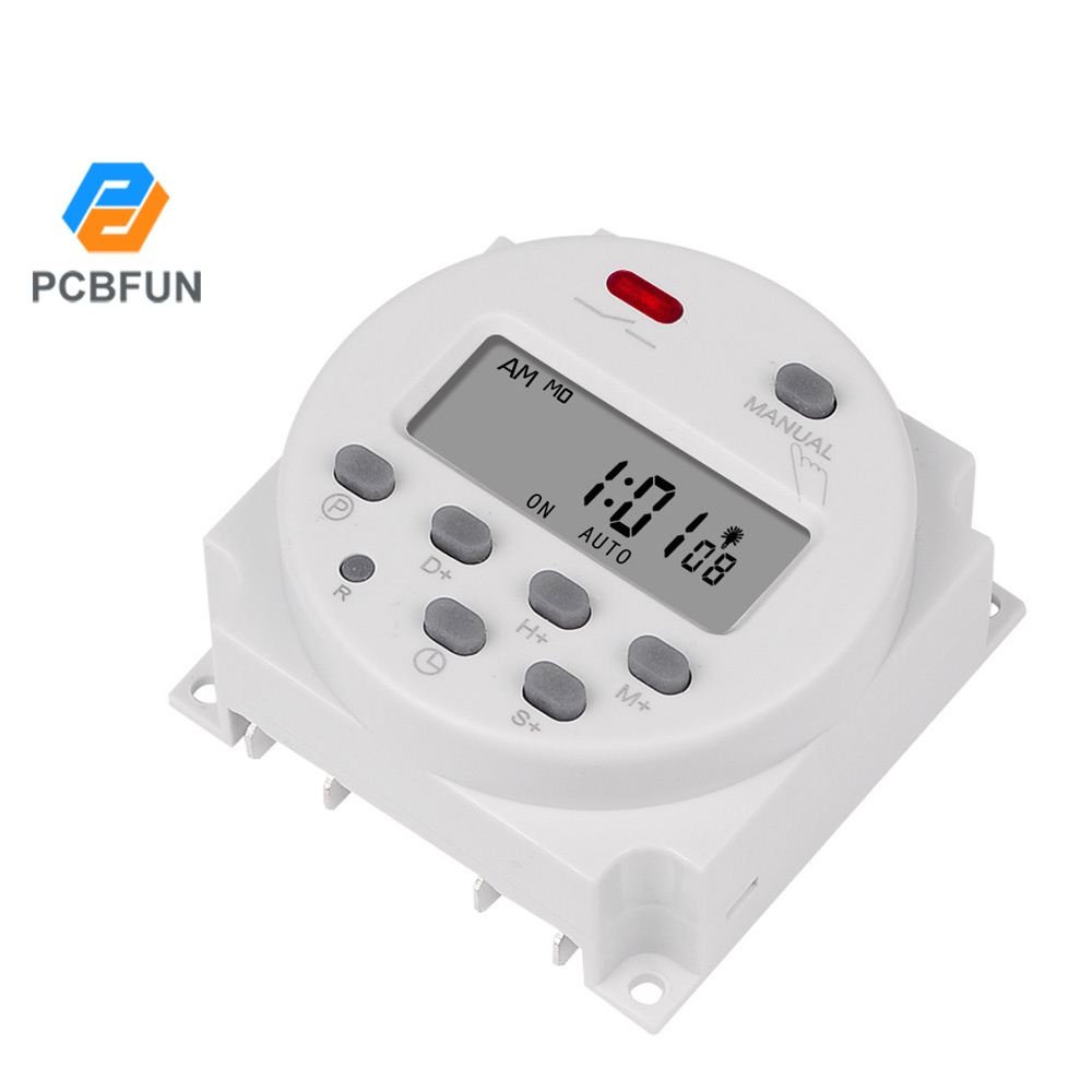 Pcbfun CN101S สวิตช์ตั้งเวลาดิจิทัล LCD ตั้งโปรแกรมอัตโนมัติ พร้อมแบตเตอรี่ในตัว ชาร์จได้ และตัวเชื่อมต่อสายไฟ