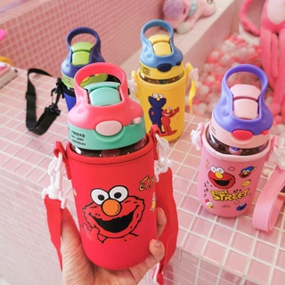 🤩พร้อมส่ง🤩 กระติกน้ำเอลโม่ (elmo) พร้อมหลอดเด้ง และถุงเก็บอุณภูมิ