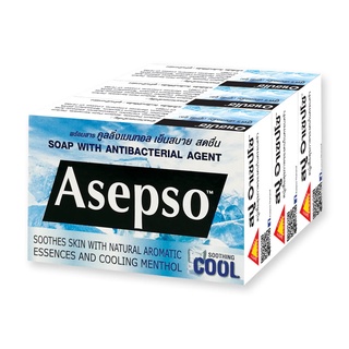 Asepso อาเซปโซ สบู่ก้อนสูตรเย็นสดชื่น ซู้ตติ้งคูล ขนาด 70 กรัม แพ็ค 3 ก้อน