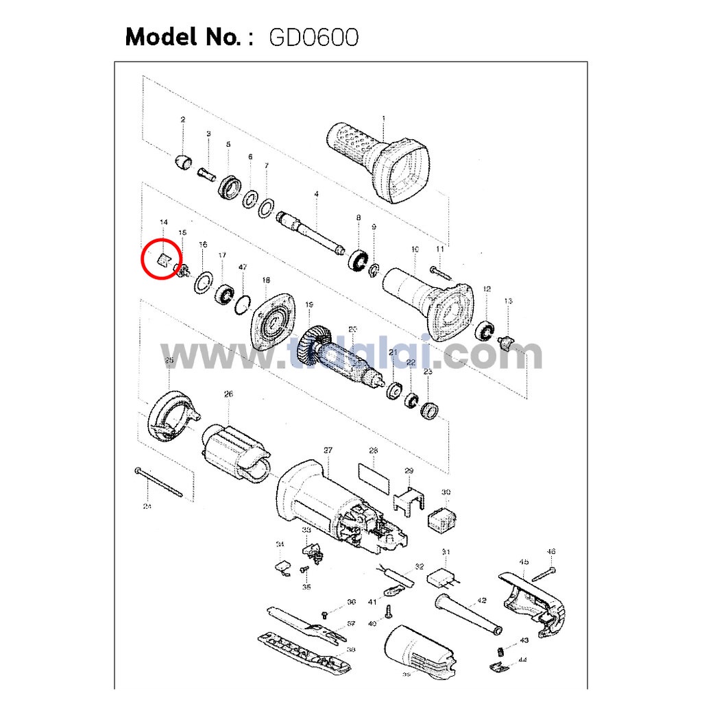 ยอยยาง (แท้)# หินเจียรคอยาว Makita มากีต้า รุ่น M9100B #13, GD0600, GA0601 – Maktec มาคเทค รุ่น MT910 (421942-9) (อะไ… ราคา ถูกที่สุด ดีลบีเคเค แกลเลอรีภาพที่ 9