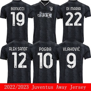 เสื้อกีฬาแขนสั้น ลายทีมชาติฟุตบอล Juventus Away Sandro Vlahovic Pogba Di Maria Bonucci 2022-2023 ชุดเยือน