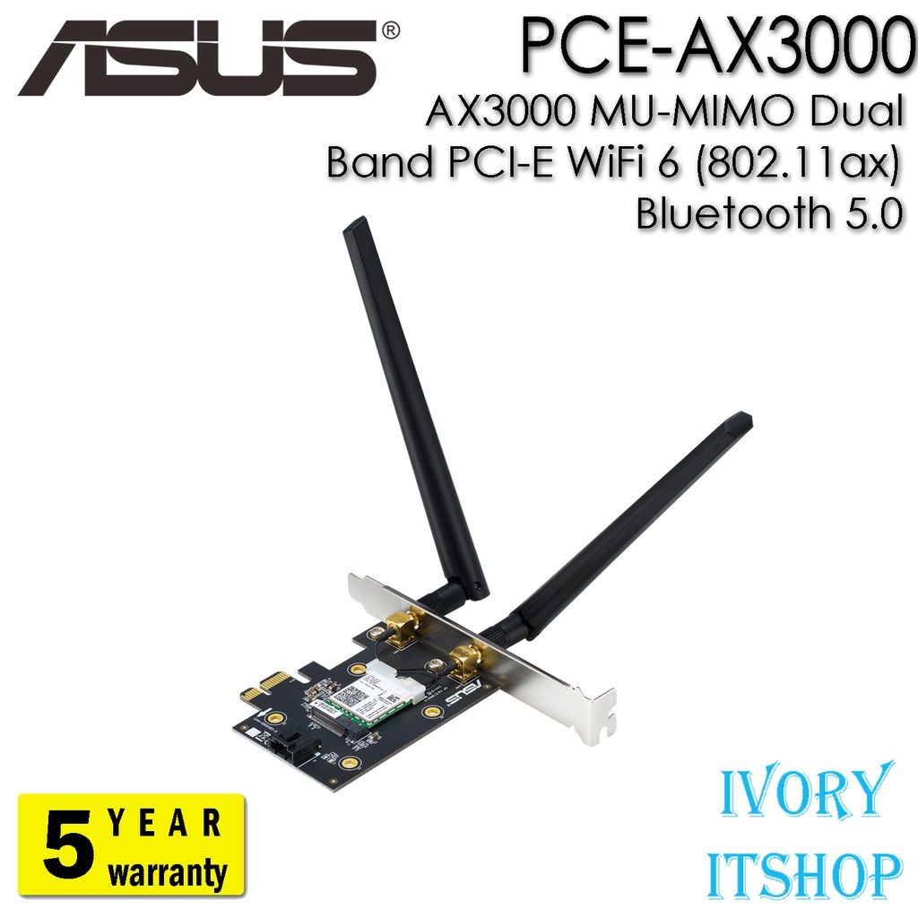 ASUS PCE-AX3000 AX3000 MU-MIMO Dual Band PCI-E WiFi 6 (802.11ax) Bluetooth 5.0