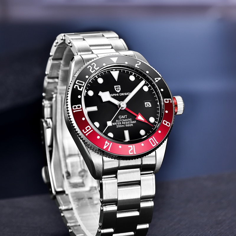 PAGANI DESIGN ต้นฉบับ BB58 40MM GMT ผู้ชายนาฬิกาอัตโนมัติกลสแตนเลส 200M กันน้ำนาฬิกา PD-1706