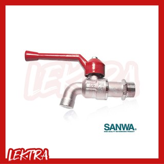 SANWA ก๊อกบอลด้ามแดง ขนาด 1/2" (4หุน)