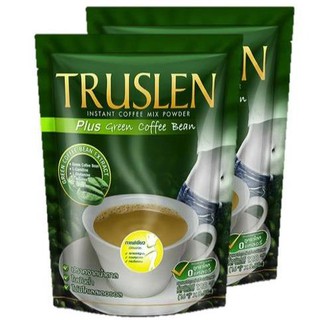 ﻿Truslen Coffee Plus Green Coffee Bean Mix Powder ทรูสเลน พลัส กรีนคอฟฟี่ บีน กาแฟไขมันต่ำ ไม่มีน้ำตาล 16g. x8ซอง (2แพค)