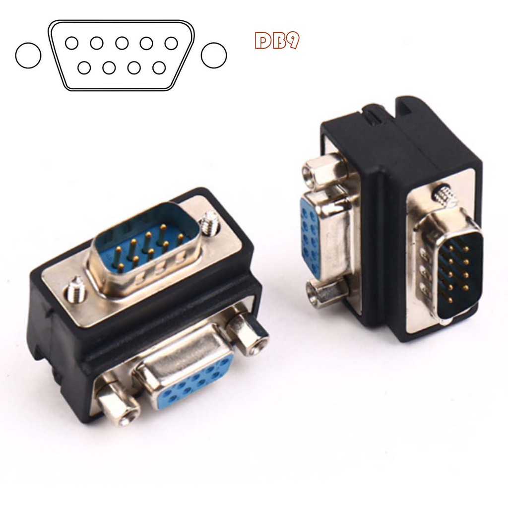 มุม 90 องศา DB 9 pin 9pin DB9 RS232 ชายหญิงสายต่ออะแดปเตอร์แปลง