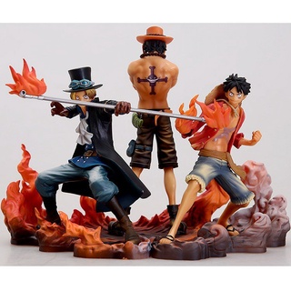 {พร้อมส่ง} โมเดลวันพีช 3 ชิ้น ลูฟี่ เอส ซาโบ Luffy  Ace Sabo วันพีช one piece งานจีน ภาพในตำนานแก๊งสามพี่น้องรวมตัว