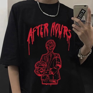 คอลูกเรือเสื้อยืด พิมพ์ลาย Rapper The Weeknd After Hours สีดํา สไตล์ฮาราจูกุ สตรีทS-5XL