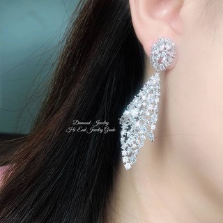 Best Jewelry Diamond Earring ต่างหูเพชร ต่างหูออกงาน  ตกแต่งด้วยเพชร CZ แท้ งานสวยน่ารัก ดีไซส์เก๋มากๆค่ะ