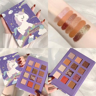 อายแชโดว์​ ยูนิคอร์น Ruhuatuo Eyeshadow 12 เฉดสี ทาตา เนื้อกลิต​เตอร์​ เนื้อชิ​มเมอร์​ กันน้ำ กันเหงื่อ​ ติดทน