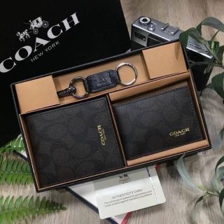 COACH FACTORY SHORT WALLET WITH CARD POCKET &amp; KEY CHAIN ชุดกระเป๋าสตางค์ใบสั้นและกระเป๋าใส่บัตร 2