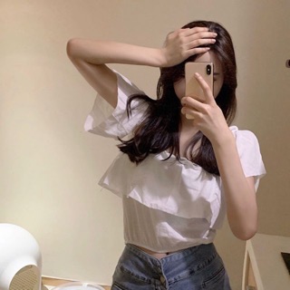 🌈makjachic มีสองสี black white mid off shoulderเสื้อปาดไหล่  เสื้อเปิดไหล่ เซ็กซี่ สีขาว สวยๆไปทะเล สมอคแขน เรียบๆ