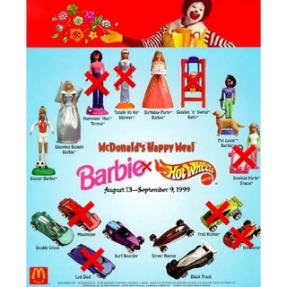 Barbie and Hot Wheels Happy Meal Mcdonals 1999