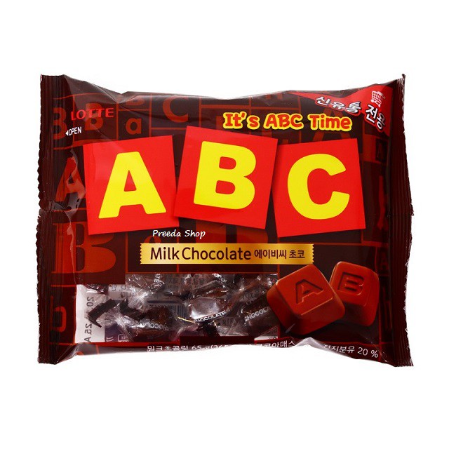 LOTTE ABC Milk Chocolate ช็อกโกแลต รูป เอ บี ซี ช็อกโกแลตนม จากเกาหลี   (ถุงเล็ก72กรัม) - รูปที่ 2
