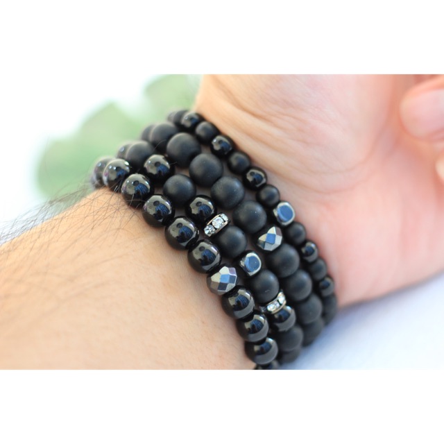 กำไลหิน Onyx เงา & Onyx ด้าน ขนาด6-8 มิล