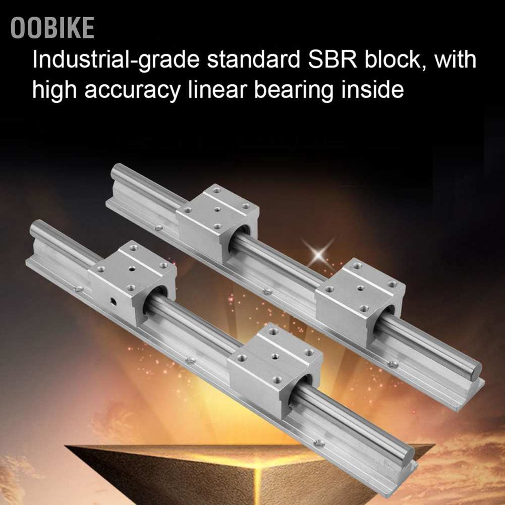 2Pcs 300mm12mm SBR12UU Linear Slide Rail Shaft + 4Pcs Bearing Slide Block