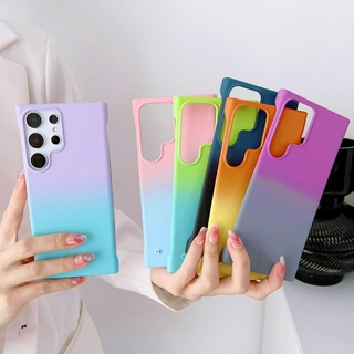 การไล่ระดับสี สองสี ไม่มีขอบ เคส Samsung Galaxy S23 Ultra S22 Ultra S21 Ultra S21 S22 S23 Plus Case ใหม่ ครึ่งแพ็ค บางเฉียบ ป้องกันการตก PC แฟชั่น กีฬา ซัมซุง เคส